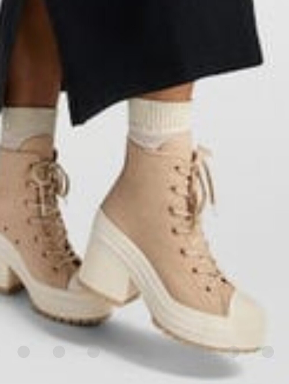 CONVERSE Chuck 70 De Luxe Heel Platform Western Glam Leather Lace-up Boot Quarry - Picture 14 of 14